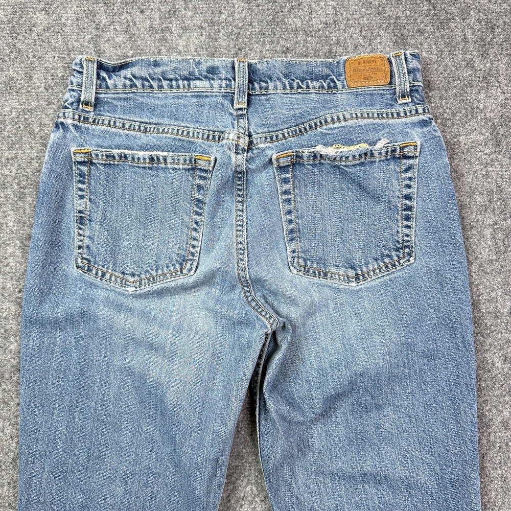 Vintage Old Navy Bootcut Jeans Sz 8 Mid Rise Stretch Below Waist Distressed Y2K - Picture 10 of 16